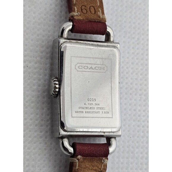 Women\'s Coach Petite Tank Silver Tone Red Leather Strap Watch 0219 14 main image 4
